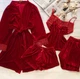 Пижама женская четверка халат майка шорты брюки Tina Collection XL красный - изображение 3