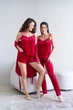 Пижама женская четверка халат майка шорты брюки Tina Collection XL красный - изображение 7