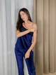Пижама женская четверка халат майка шорты брюки Tina Collection XL темно-синий - изображение 5