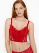 Корсет Victoria's Secret Unlined Lace-Up Corset Top 75DD Червоний - зображення 2