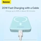 Павербанк з бездротовою зарядкою Qi 15W Baseus Magnetic Mini Wireless Fast Charge 2in1 10000mAh 20W 2.4A QC3.0+PD3.0 (PPCX030003) Блакитний - изображение 12