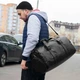 Дорожня спортивна сумка з відділом взуття Aron чорна з гладкою еко шкіра для тренувань на 31 л. - зображення 2