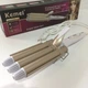 Плойка для волос Kemei KM-1010 тройная с керамическим покрытием 22см Золотисто-белая (12134) - изображение 5