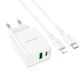 Адаптер сетевой BOROFONE Type-C to Lightning Cable Resource charger BA69A |1USB/1Type-C, 20W/3A, PD/QC| белый - изображение 5