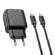 Мережевий зарядний пристрій HOCO CS23A Sunlight dual-port charger Type-C cable 30W Black - зображення 3