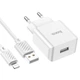 Адаптер сетевой Hoco Lightning Cable Leisure single port charger C106A |1USB, 10.5W/2.1A| белый - изображение 5