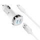Адаптер автомобільний Hoco Micro USB Cable Superior dual port Car charger set Z40 |2USB, 2.4A| білий - зображення 2