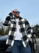 Мужская рубашка MonsterBrand теплая S (46) черно белая - изображение 3