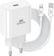 Мережевий зарядний пристрій RIVACASE PS4101 WD5 1 USB Type-C PD 20 Вт з кабелем White - зображення 1
