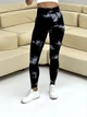 Спортивные женские леггинсы Marble Tie-Dye с эффектом Push Up для фитнеса и йоги Бесшовные Мраморные XS-S Черные с белым (4792S) - изображение 1