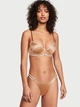 Женские трусики Victoria's Secret (154100516476) Shine Chain Strap Lace Brazilian со стразами XS бежевые - изображение 3
