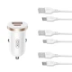 Автомобильное зарядное устройство XO металлическое 30W белое с кабелем USB to Lightning 1м. (658513) - изображение 1