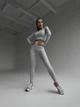 Спортивный женский костюм-двойка Seamless collection с эффектом Push Up (рашгард + леггинсы) для фитнеса и йоги L Серебро (M010L) - изображение 1