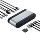Док-станція хаб Baseus USB 3.2 Type-C - 2x HDMI 2xDP 2x USB-C 3x USB RJ45 SD TRRS 3.5mm PD 100W БЖ 16в1 Grey-Black - изображение 4