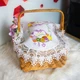 Вышитая салфетка на пасхальную корзину с ажурным кружевом 40х60 см №30 - изображение 1
