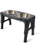 Миска Dexas Double Pet Feeder двойная, с регулируемыми ножками, нержавеющая сталь, серая, 960 мл - изображение 1