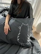 Комплект постельного белья Mensal Cats с вышивкой полуторний 150х215 серый - изображение 2