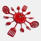 Настінний годинник на кухню "Fork" - металевий годинник ложки-виделки для кафе та кухні, червоний, 40х40 см (102092) - изображение 2