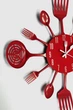 Настінний годинник на кухню "Fork" - металевий годинник ложки-виделки для кафе та кухні, червоний, 40х40 см (102092) - изображение 4