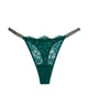Жіночі трусики камінці Victoria's Secret Shine Chain Strap Lace Thong Panty Black Ivy зі стразами M зелені - зображення 1