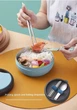 Круглый герметичный ланч бокс со столовыми приборами Bowl, 500 мл - голубой - изображение 4