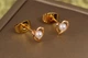 Сережки гвоздики Xuping Jewelry перлинка в сердечку 7 мм золотисті - зображення 2