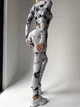 Спортивный женский костюм Marble тай-дай с пуш-ап для фитнеса (рашгард + леггинсы) Бесшовный Мраморный L Бело-черный (XX01_1748L) - изображение 5