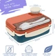Ланч набір 5в1-Ланч-бокс на 4 герметичні секції 1300мл, Супниця 320мл, сумка Ланч-бег-оранжевий - зображення 2