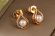 Сережки гвоздики Xuping Jewelry росинка з перлинками 1,2 см золотисті - зображення 2