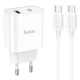 Швидка зарядка для телефону USB Type-C / Мережевий зарядний пристрій Hoco C80A Plus Rapido PD20W+QC3.0 (1USB-A/1C) + кабель Type-C to Type-C (білий) - зображення 1