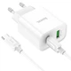 Швидка зарядка для телефону USB Type-C / Мережевий зарядний пристрій Hoco C80A Plus Rapido PD20W+QC3.0 (1USB-A/1C) + кабель Type-C to Type-C (білий) - зображення 3