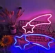 Настенный декоративный неоновый светильник - ночник Звездочка Neon Decoration Lamp Астронавт (32х13 см, USB, 3хАА) - Синий - изображение 2