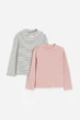 Набір водолазок зі стійкою біла в смужку і рожева H&M 110-116см (400095276) - зображення 1