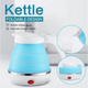 Складной дорожный электрочайник Electric Kettle, силиконовый, голубой, объем 600 мл - изображение 4