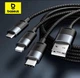 Кабель BASEUS StarSpeed 3в1 Fast Charging USB MicroUSB/Lightning/Type-C 3.5A 1.2m Чорний (B3in1B) - зображення 7