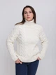 Свитер женский молочный теплый с горлом и косами 230-570-1-w L - изображение 5
