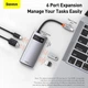 USB-хаб Type-C 6-in-1 Baseus Metal Gleam Series Multifunctional HUB Docking Station серый (CAHUB-CW0G) - изображение 2