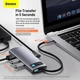 USB-хаб Type-C 6-in-1 Baseus Metal Gleam Series Multifunctional HUB Docking Station серый (CAHUB-CW0G) - изображение 9
