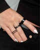 Набір каблучок 3 штуки біжутерія чорні Fashion Jewelry (II) 32094 - зображення 3
