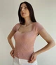 Трикотажна футболка з фігурним вирізом Qu Style One size ніжно-рожева - зображення 1