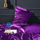 Атласное Темно-фиолетовое двуспальное постельное белье Moka Textile 175х210см - изображение 2