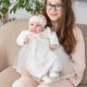 Костюм для крещения девочки с бежевой вышивкой Мамине Сонечко 68 размер Мамин цветочек велюр айвори + мешочек для локона у подарок (арт. 11223-2) - изображение 2