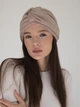 Шапка тюрбан теплая зимняя из ангоры D.Hats бежевого цвета - изображение 2