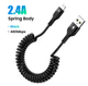 Кабель пружина lightning USB 2.4A зарядка для iPhone в розтяжке до 1,5м Черный - изображение 1