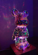 Нічник світлодіодний світильник ведмідь з феєрверком BEARBRICK 3D ведмедик нічник 20см, сріблястий (D-2019091440) - зображення 7