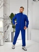 Спортивний костюм чоловічий без утеплення кофта на блискавці без капюшона з джоггерами вільного крою двонитка пеньє 54-56 електрик (яскраво-синій) - зображення 6