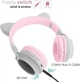 Наушники беспроводные Hoco W27 Cat Ear Wireless Headphones Pink\Grey - изображение 9