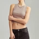 Гладкий Топ-майка LuAMaMA 367 в рубчик, Коричневый S/M - изображение 1