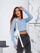 Кофта пуловер в рубчик K5 fashion 2002/4 46-48 голубой - изображение 4