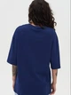Футболка хлопковая оверсайз длинная женская Ray Oversize Unisex U0104W S/M Темно-синяя (RAY2000000023748) - изображение 2